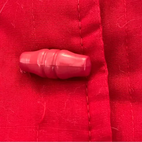 Vintage 90s Y2K Quilted Mandarin Collar Jacket Toggle Button Slit Cuff Red M Size M