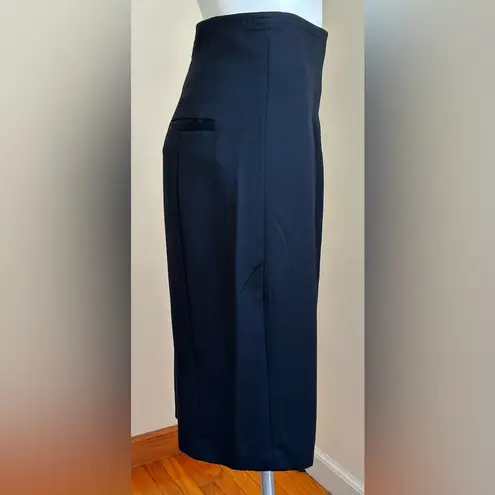 Magaschoni Henri Bendel Midi Skirt 100 % Wool Zipper & 1 Pocket In Back …