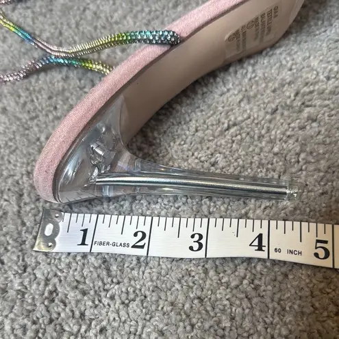 Chase and Chloe Pink Gia Rhinestone Strappy Open Toe Stiletto High Heel Size 9 NEW