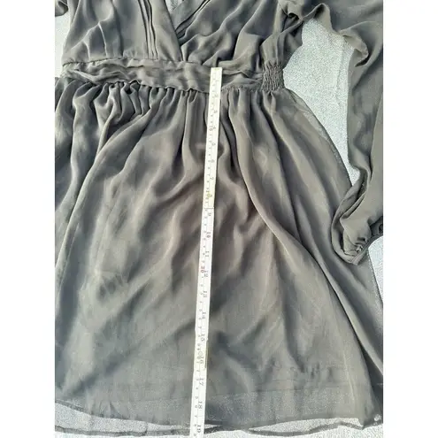 Double Zero  Black Chiffon Dress Cold Shoulder Elastic Waist Sheer Back Size M