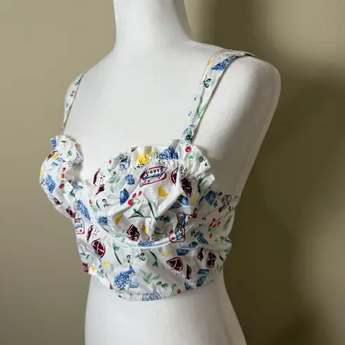 COLSIE Corset Bralette Top Coastal Travel Theme Print Size Small