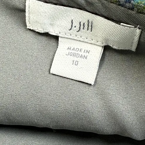 J Jill Faux Wrap Plaid Fringe Blanket Skirt Sz 10 Wool Blend Scottish Highlands Green