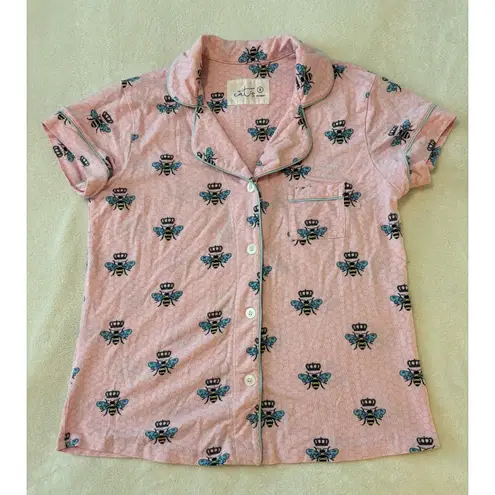 The Cats Pajamas Womens Queen Bee Short Sleeve Capri Set Pink Pima Cotton Small - Image 4