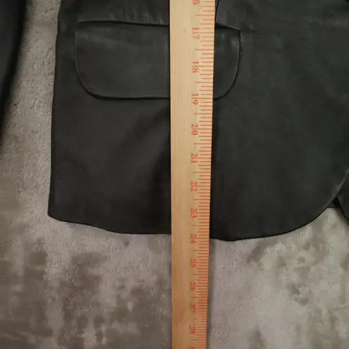 Kasper Dark Grey Leather One Button Blazer Women's size Large Office Classic Gray