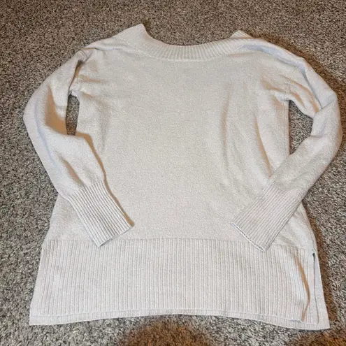 ANA A NEW APPROACH Sweater V Neck Ribbed Trim Beige Size Medium