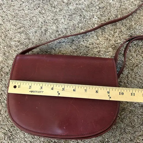 LL Bean Signature think hide leather maroon burgundy red brown structured bag