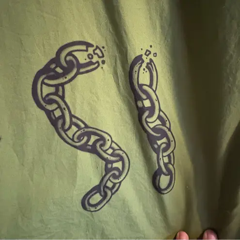 Empyre Women’s Shirt Sz Large Short Sleeve Green Grunge Punk Edgy Button Down