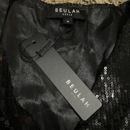 Beulah Style Black Sequin Blouse