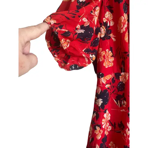 Collective Concepts Women Maxi Dress M Red Floral High Waist Cottagecore Boho