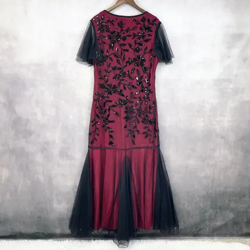 Art Deco Womens Sequin Mesh Maxi Dress XXXL Gatsby Roaring 20s Costume Cosplay Red Size undefined