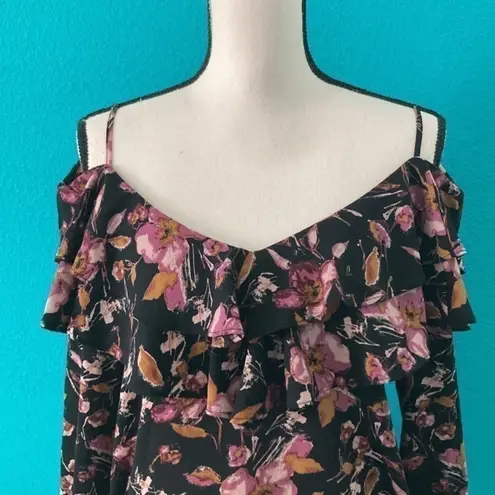 BP ⭐️  nordstroms dark long sleeve purple floral blouse in size small