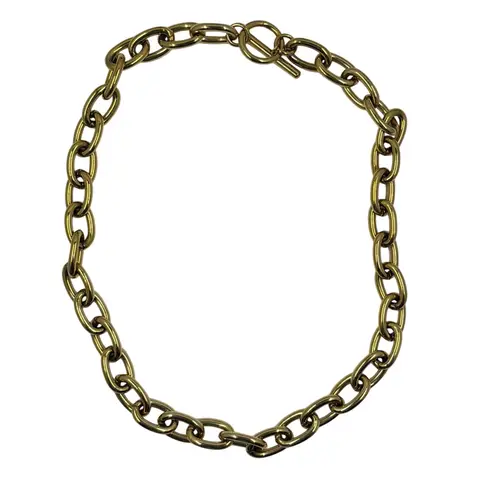 Chunky Gold Tone Chain Toggle Clasp Necklace Statement Fashion Jewelry