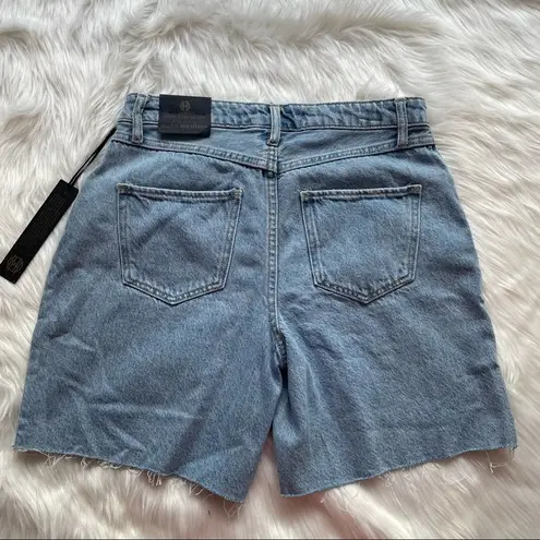 House of Harlow NWT  1960 High Rise Mom Bermuda Denim Shorts Button Fly Size 25