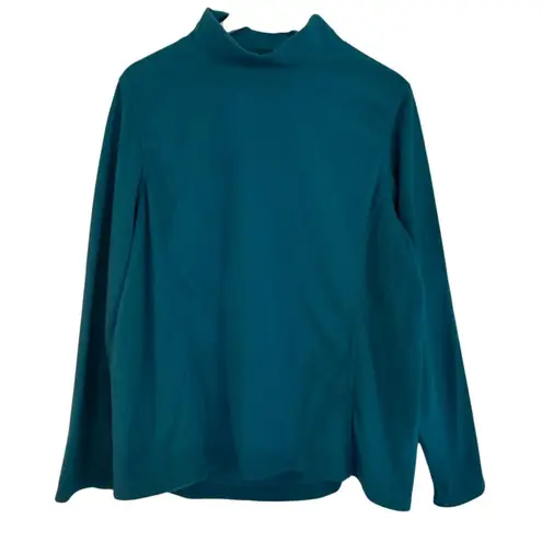 Lands’ End teal fleece mock neck sweater size XL Blue