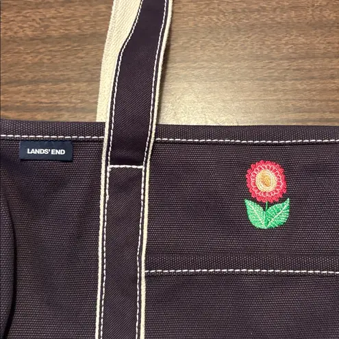 Lands' End  Medium 5 Pocket Open Top Canvas Tote Bag