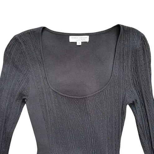 Esteban Cortazar x RTR Square Neck Sweater Dress in Black/Red, Size S Black