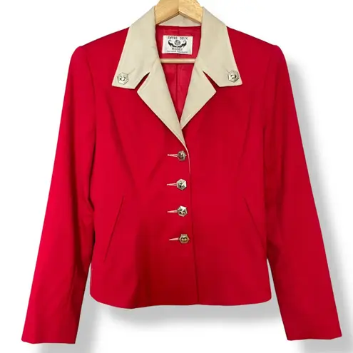 Vintage Blazer Rodeo Queen Retro 90s Power Suit Large Buttons Bold Funky Woman Red