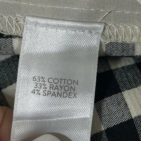 J.JILL COTTON STRETCH ANKLE PANT ZIP POCKETS WOMEN 10 BLACK/WHITE PLAID NEW A67 Black