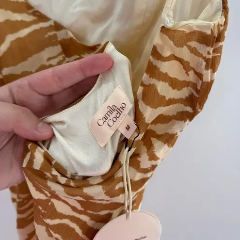 Camila Coelho Revolve Bailee Midi Dress In Brown Zebra Size Medium NWT