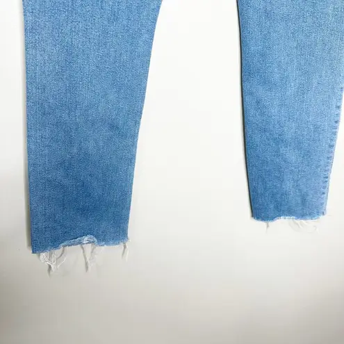 Mother Jeans Pixie Dazzler Ankle Fray Shoot to Thrill Straight Leg Jeans 28 Blue