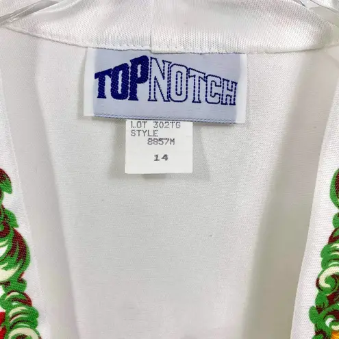 90s TOP NOTCH Vintage White Floral Shirt Jacket Blouse Size 14