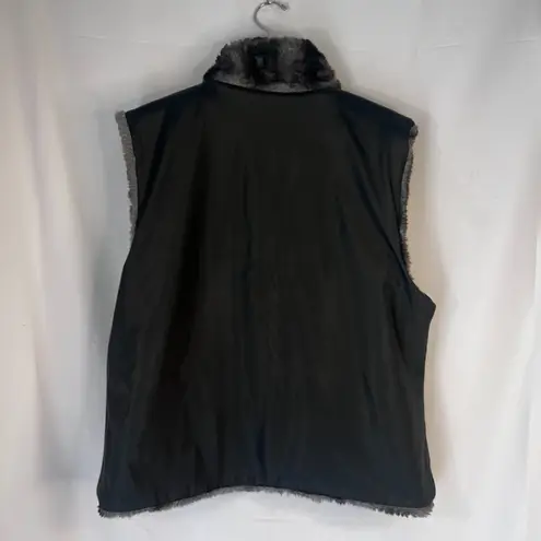 Blassport Reversible Faux Fur & Faux Leather Puffy Vest Size Large Boho Gray