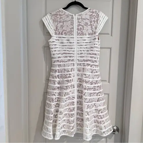 Betsy and Adam Lace White Overlay Dress Size 8