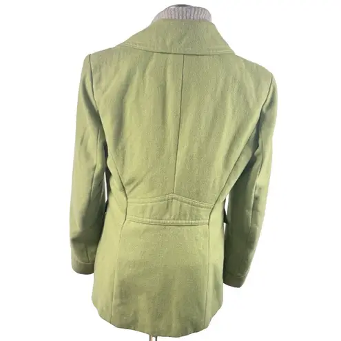 Chartreuse Wool Blend Double Breasted Classic Winter Peacoat Woman Small Coat Green Size 2