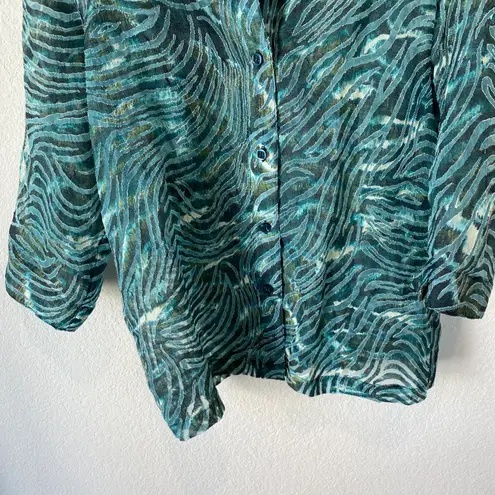 Allison Daley Art To Wear Colorful Semi Sheer Blouse Size XL