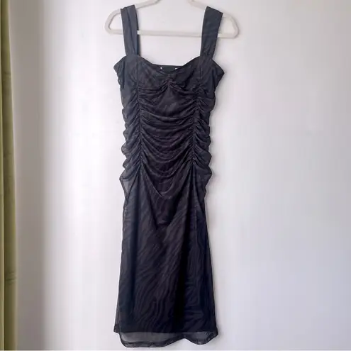 Petal and Pup Naomi Black & Brown Zebra Midi Dress M