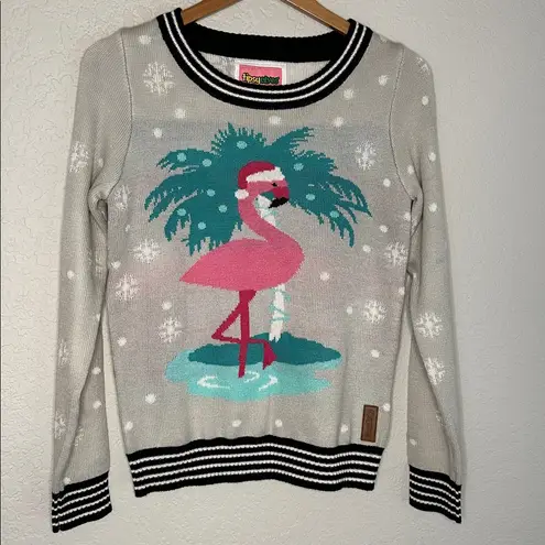 Tipsy Elves Ugly Christmas Sweater Flamingo Santa Palm Tree Florida Tampa Phoebe