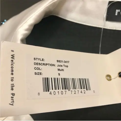 Retrofête NWT Retrofete Joie Bedazzled Blouse Rhinestone Top Satin Statement Sequin Small - Image 13