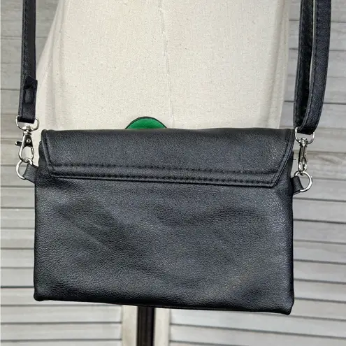 SAX Crossbody Purse Boho Floral Design Vegan Leather Black/Multi