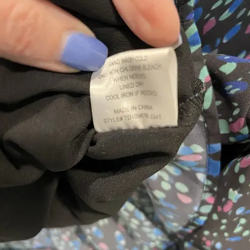 Q&A Smocked Ruffle Top Splatter Multi Print Career Blouse S