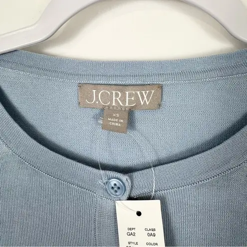 J.Crew  Crewneck Cardigan Sweater in Premium Ultrafine Cotton in Steel Blue XS