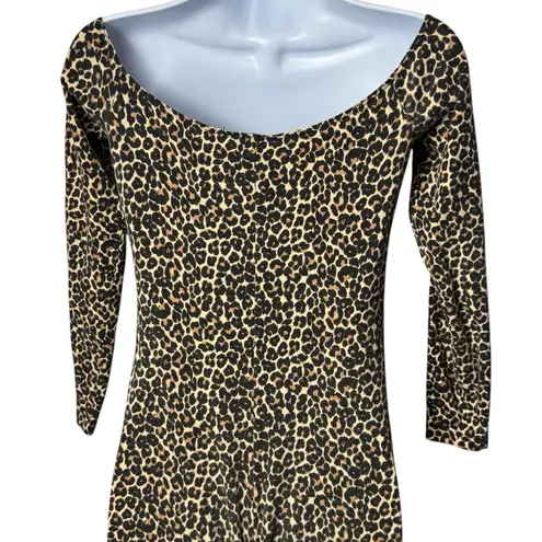 American Apparel  Leopard Print Long Sleeve Bodysuit Halloween Party Dress Up M