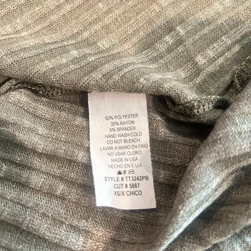 Ces Femme Shirt Womens XS Green Long Sleeve V Neck Tie Dye Oversized Top NEW