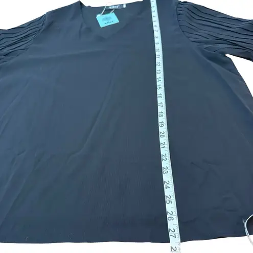 Aifer Women's Casual V Neck Chiffon Blouses Pleated Lantern Long Sleeve 2XL NWT Black Size undefined