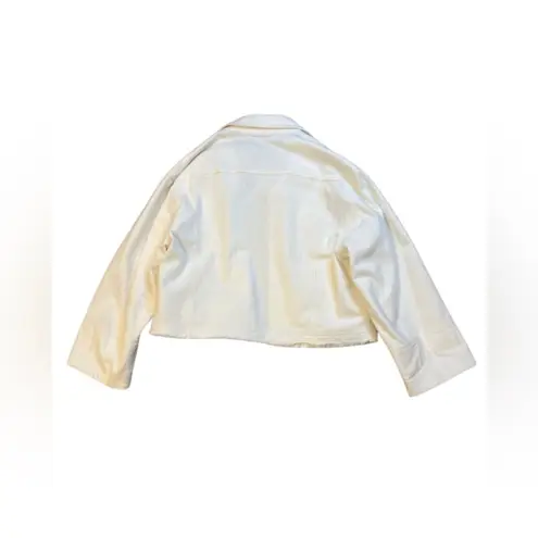 Elizabeth and James Branson Boxy Cropped White Jean Jacket Size XS