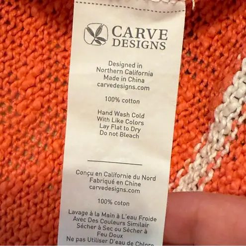 Carve Designs Kirby Cardigan Sweater in Coral & White Stripes Size Small