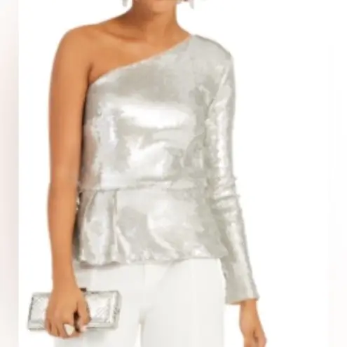 Inc international Inc. International Concepts Sz Small Silver Sequin One Long Sleeve Shoul…