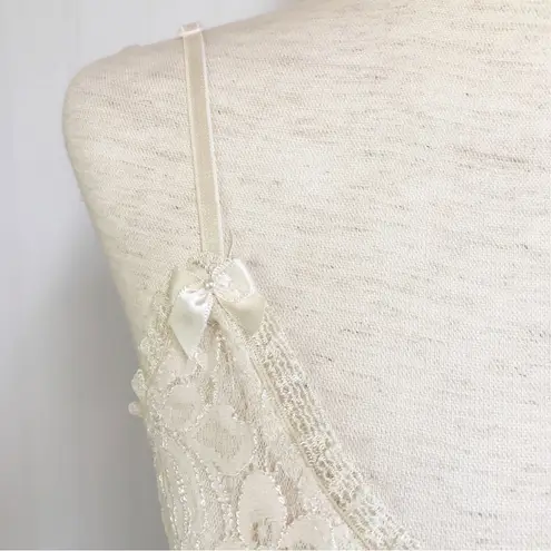 CLAIRE PETTIBONE Vintage Ivory Lace Slip Dress Nightgown Robe Sheer Fairy Small White