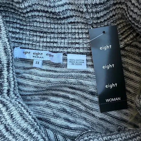 eight eight eight Gray White Black Variegated Cotton Cowl Neck Sweater Size 1X
