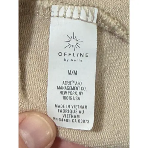 OFFLINE by Aerie Beige Cozy Zip Up Hoodie Sweatshirt M Casual Comfort *Stain* Tan Size M