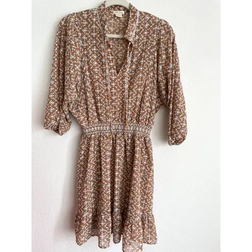 Shoshanna Neutral Tan Embroidered Mini Dress