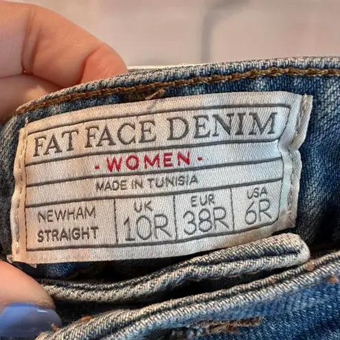 FatFace Women's Newham Straight Leg Denim Jeans Size Us 6 Regular Blue
