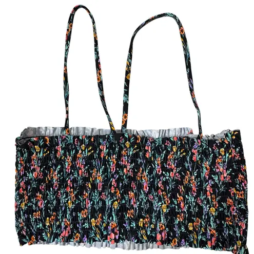 Body Glove Small Elora Bikini Swim Top Smocked Bandeau Lined Bra Floral Abloom