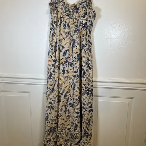 Moulinette Soeurs For Anthropologie Hydrangea Petals Maxi Floral Silk Dress Sz 6