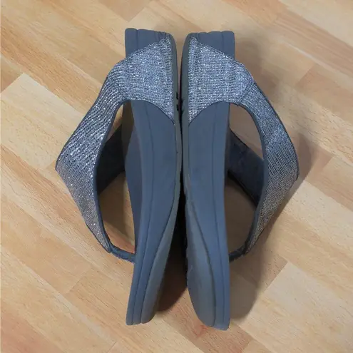 FitFlop Silver Lulu Superglitz Sandals Thong Flip Flop Sequins - Size 8