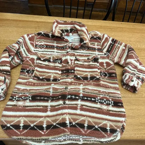 Sabrina Lauren NWOT fleece Midwest print shacket 1X Brown thumbnail 8